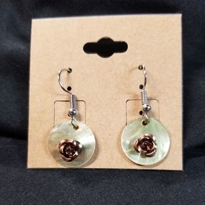 Handmade Rose and Shell Earrings